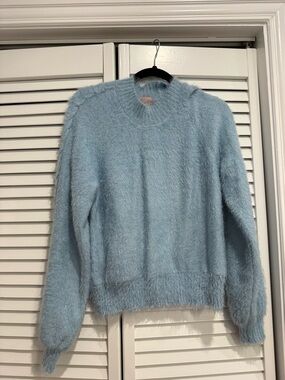 Show Me Your MuMu Light Blue Fuzzy Crewneck Sweater